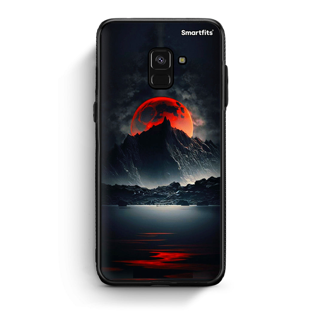 Samsung A8 Red Full Moon θήκη από τη Smartfits με σχέδιο στο πίσω μέρος και μαύρο περίβλημα | Smartphone case with colorful back and black bezels by Smartfits