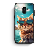 Thumbnail for Samsung A8 Summer Cat θήκη από τη Smartfits με σχέδιο στο πίσω μέρος και μαύρο περίβλημα | Smartphone case with colorful back and black bezels by Smartfits