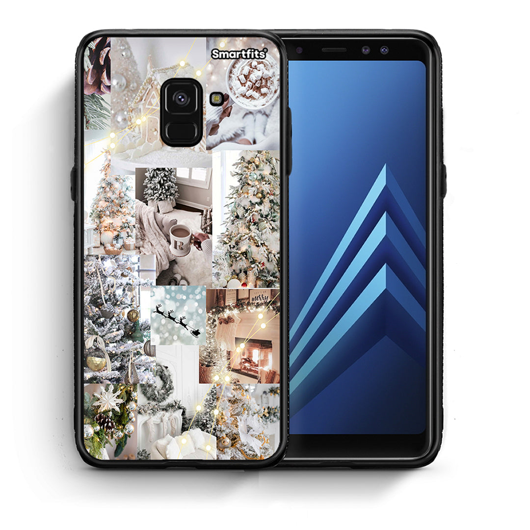 Θήκη Samsung A8 White Christmas από τη Smartfits με σχέδιο στο πίσω μέρος και μαύρο περίβλημα | Samsung A8 White Christmas case with colorful back and black bezels