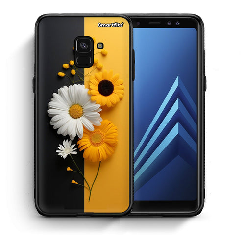 Θήκη Samsung A8 Yellow Daisies από τη Smartfits με σχέδιο στο πίσω μέρος και μαύρο περίβλημα | Samsung A8 Yellow Daisies case with colorful back and black bezels