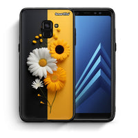 Thumbnail for Θήκη Samsung A8 Yellow Daisies από τη Smartfits με σχέδιο στο πίσω μέρος και μαύρο περίβλημα | Samsung A8 Yellow Daisies case with colorful back and black bezels