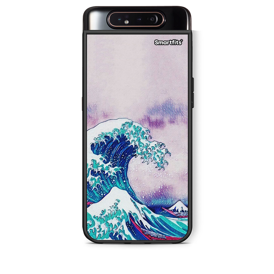 Samsung A80 Blue Waves θήκη από τη Smartfits με σχέδιο στο πίσω μέρος και μαύρο περίβλημα | Smartphone case with colorful back and black bezels by Smartfits