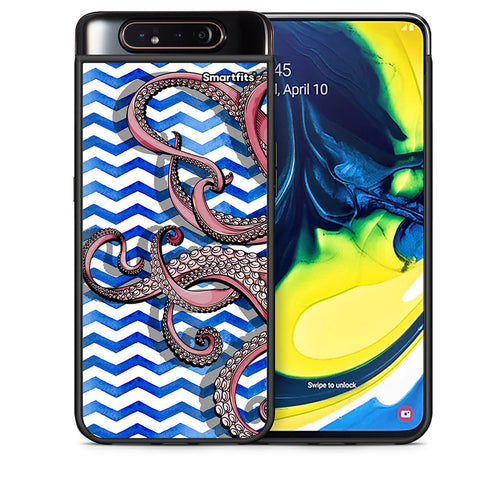 Θήκη Samsung A80 Chevron Devilfish από τη Smartfits με σχέδιο στο πίσω μέρος και μαύρο περίβλημα | Samsung A80 Chevron Devilfish case with colorful back and black bezels
