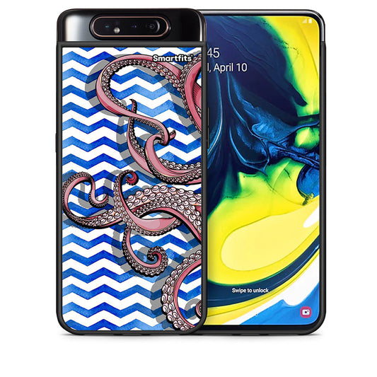 Θήκη Samsung A80 Chevron Devilfish από τη Smartfits με σχέδιο στο πίσω μέρος και μαύρο περίβλημα | Samsung A80 Chevron Devilfish case with colorful back and black bezels