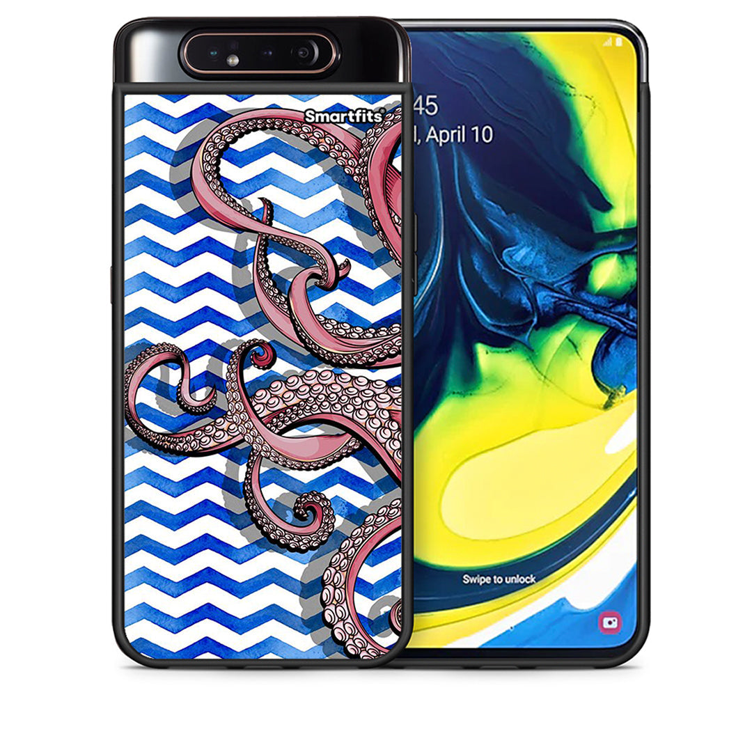 Θήκη Samsung A80 Chevron Devilfish από τη Smartfits με σχέδιο στο πίσω μέρος και μαύρο περίβλημα | Samsung A80 Chevron Devilfish case with colorful back and black bezels