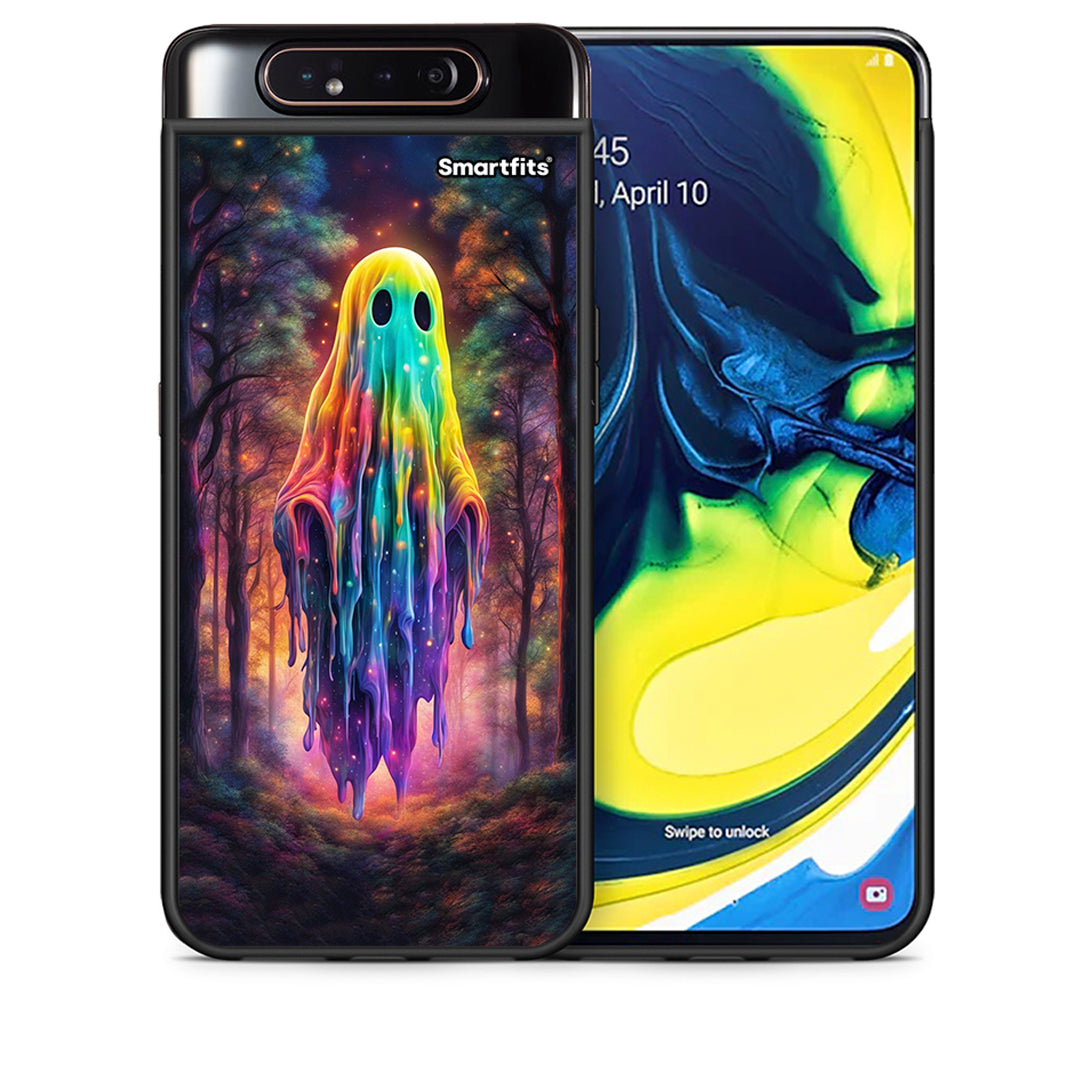 Θήκη Samsung A80 Halloween Ghost από τη Smartfits με σχέδιο στο πίσω μέρος και μαύρο περίβλημα | Samsung A80 Halloween Ghost case with colorful back and black bezels
