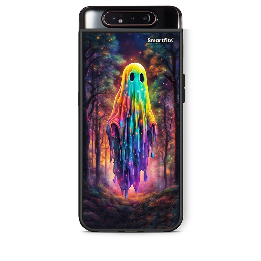 Samsung A80 Halloween Ghost θήκη από τη Smartfits με σχέδιο στο πίσω μέρος και μαύρο περίβλημα | Smartphone case with colorful back and black bezels by Smartfits