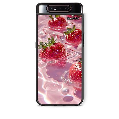 Samsung A80 Juicy Strawberries θήκη από τη Smartfits με σχέδιο στο πίσω μέρος και μαύρο περίβλημα | Smartphone case with colorful back and black bezels by Smartfits