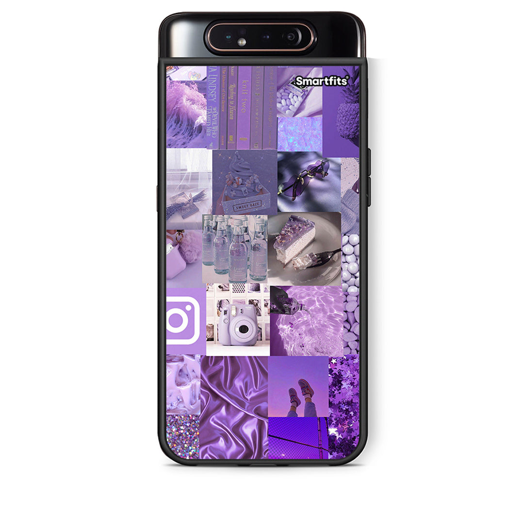 Samsung A80 Purple Aesthetic Collage θήκη από τη Smartfits με σχέδιο στο πίσω μέρος και μαύρο περίβλημα | Smartphone case with colorful back and black bezels by Smartfits