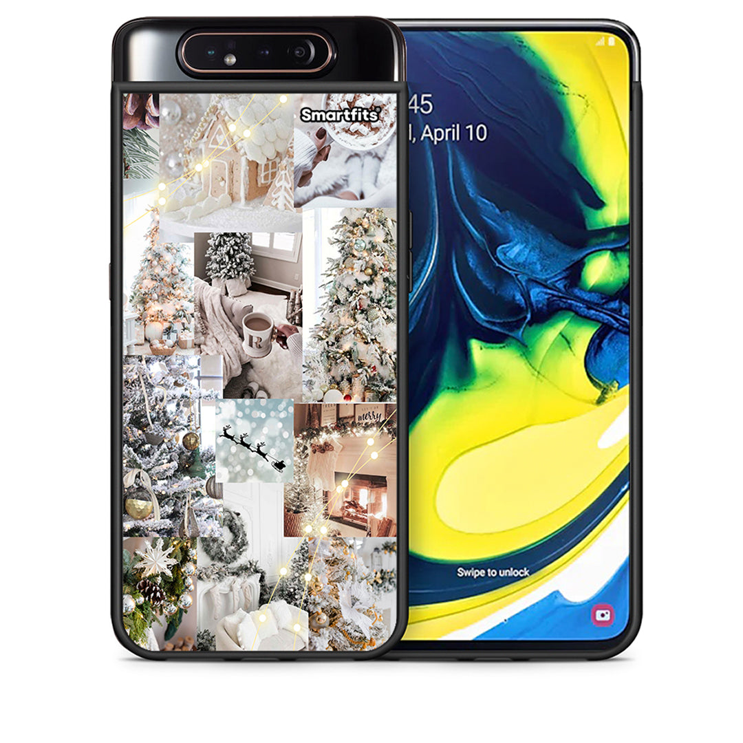 Θήκη Samsung A80 White Christmas από τη Smartfits με σχέδιο στο πίσω μέρος και μαύρο περίβλημα | Samsung A80 White Christmas case with colorful back and black bezels