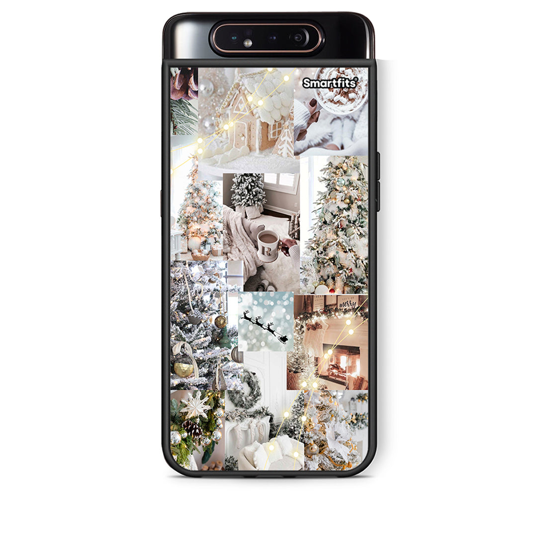 Samsung A80 White Christmas θήκη από τη Smartfits με σχέδιο στο πίσω μέρος και μαύρο περίβλημα | Smartphone case with colorful back and black bezels by Smartfits