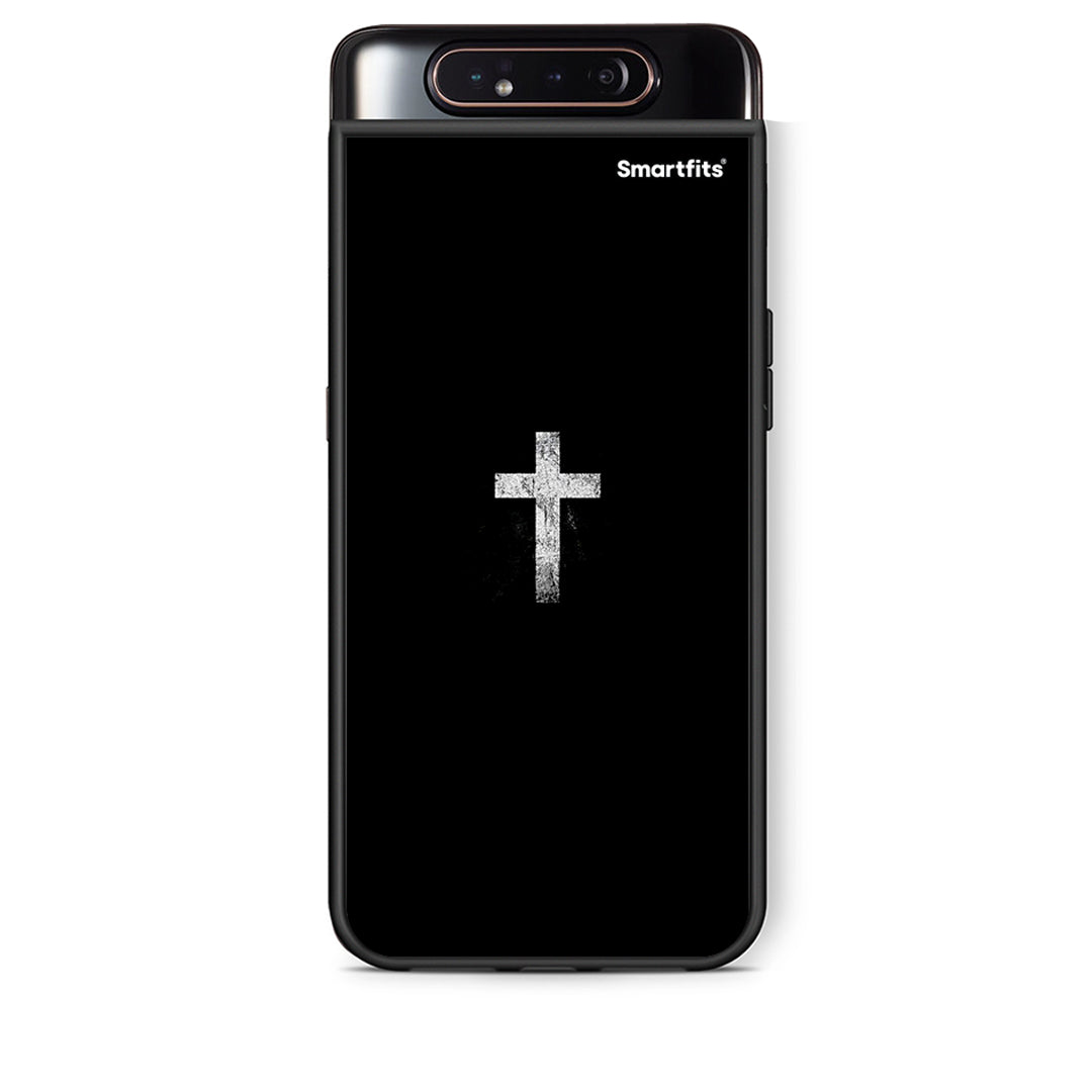 Samsung A80 White Cross θήκη από τη Smartfits με σχέδιο στο πίσω μέρος και μαύρο περίβλημα | Smartphone case with colorful back and black bezels by Smartfits