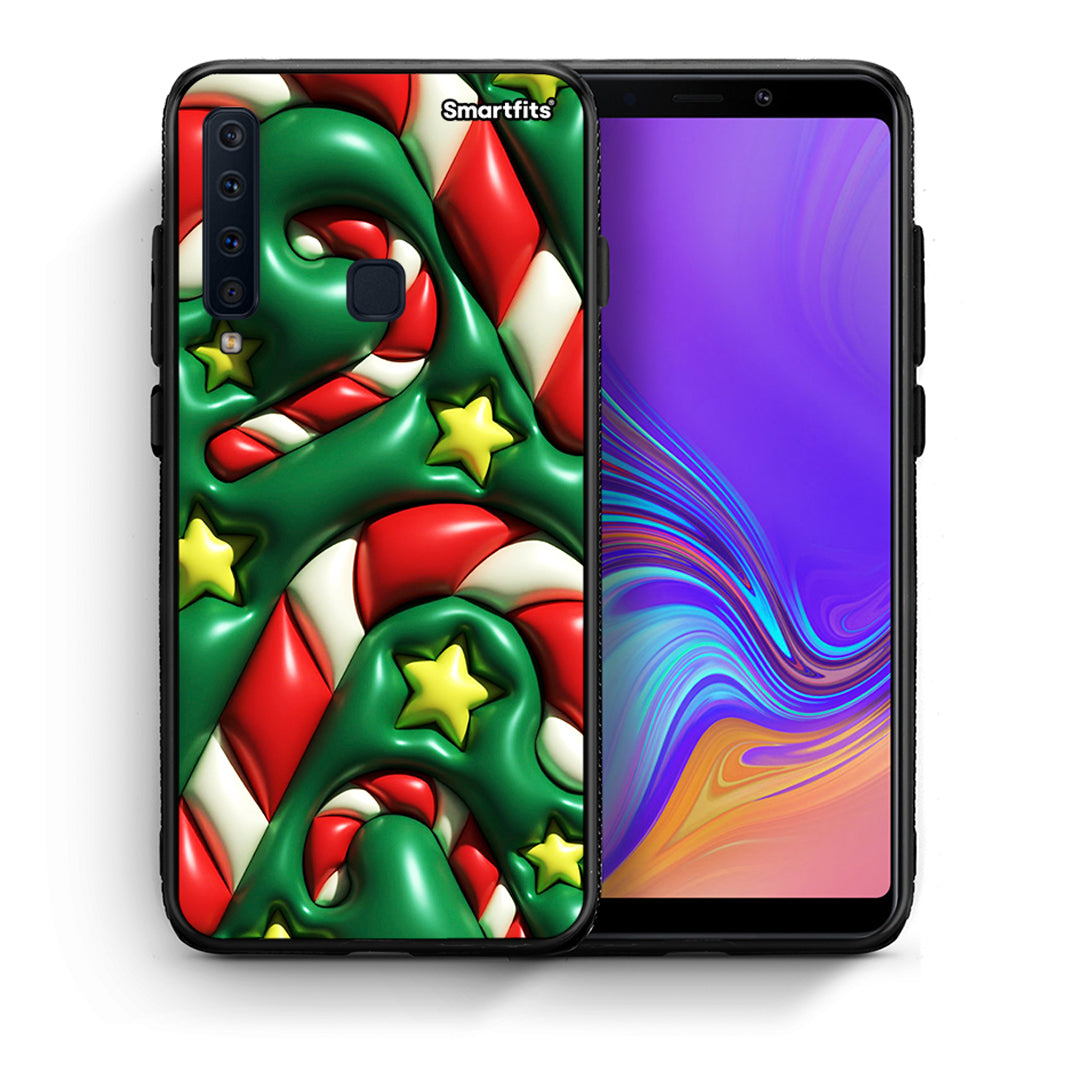 Θήκη Samsung A9 Christmas Bubbles από τη Smartfits με σχέδιο στο πίσω μέρος και μαύρο περίβλημα | Samsung A9 Christmas Bubbles case with colorful back and black bezels