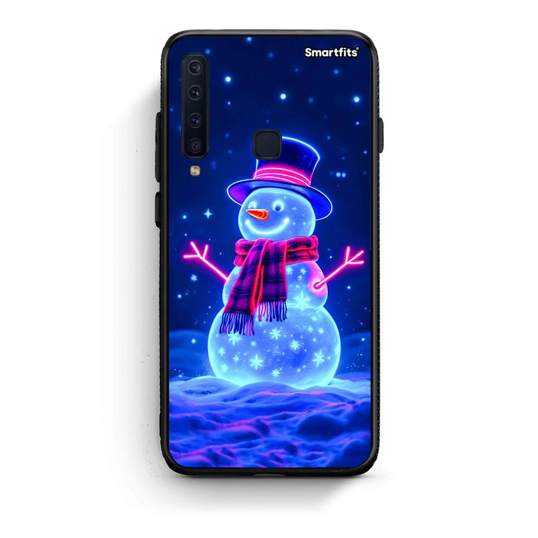 samsung a9 Christmas Neon Snowman θήκη από τη Smartfits με σχέδιο στο πίσω μέρος και μαύρο περίβλημα | Smartphone case with colorful back and black bezels by Smartfits