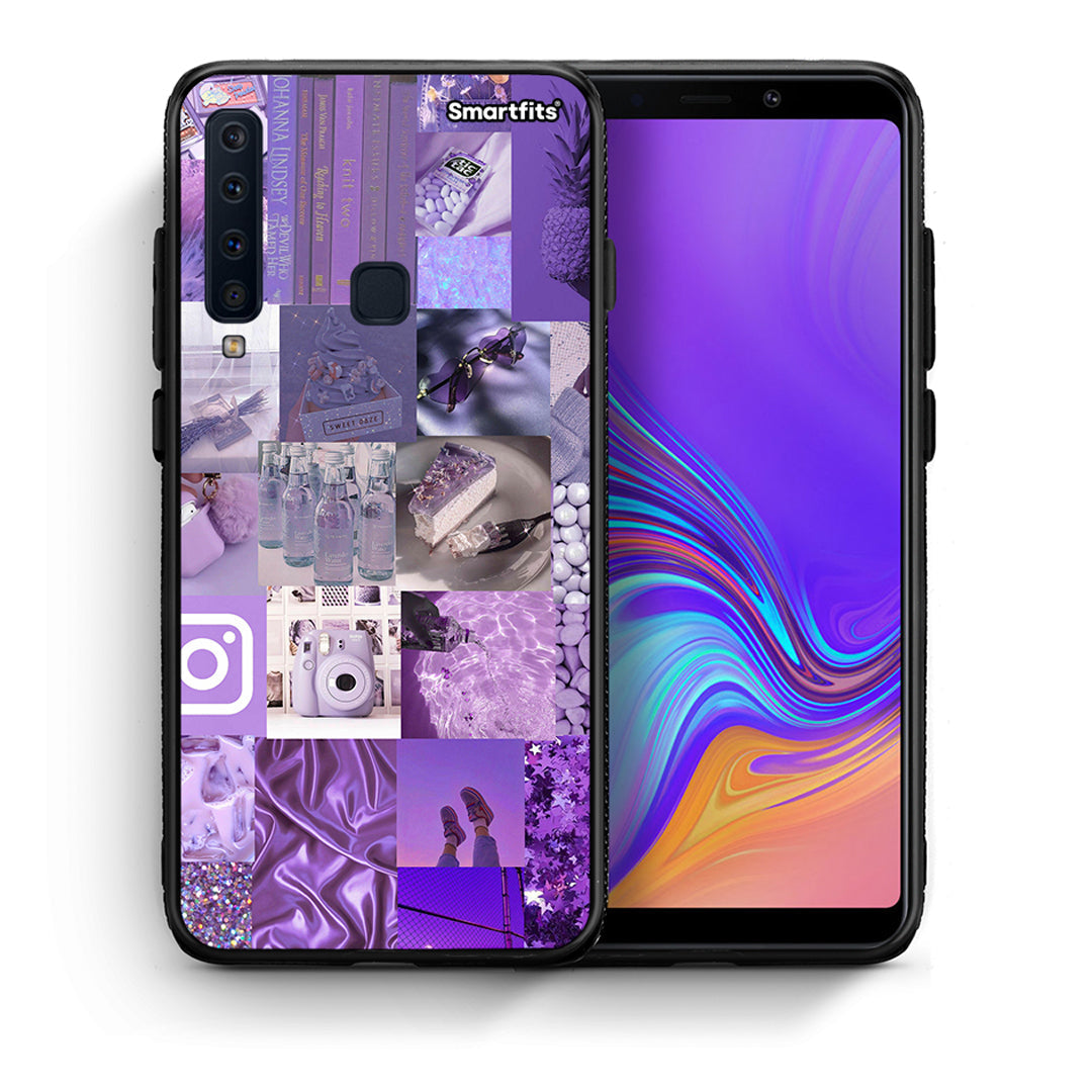 Θήκη Samsung A9 Purple Aesthetic Collage από τη Smartfits με σχέδιο στο πίσω μέρος και μαύρο περίβλημα | Samsung A9 Purple Aesthetic Collage case with colorful back and black bezels