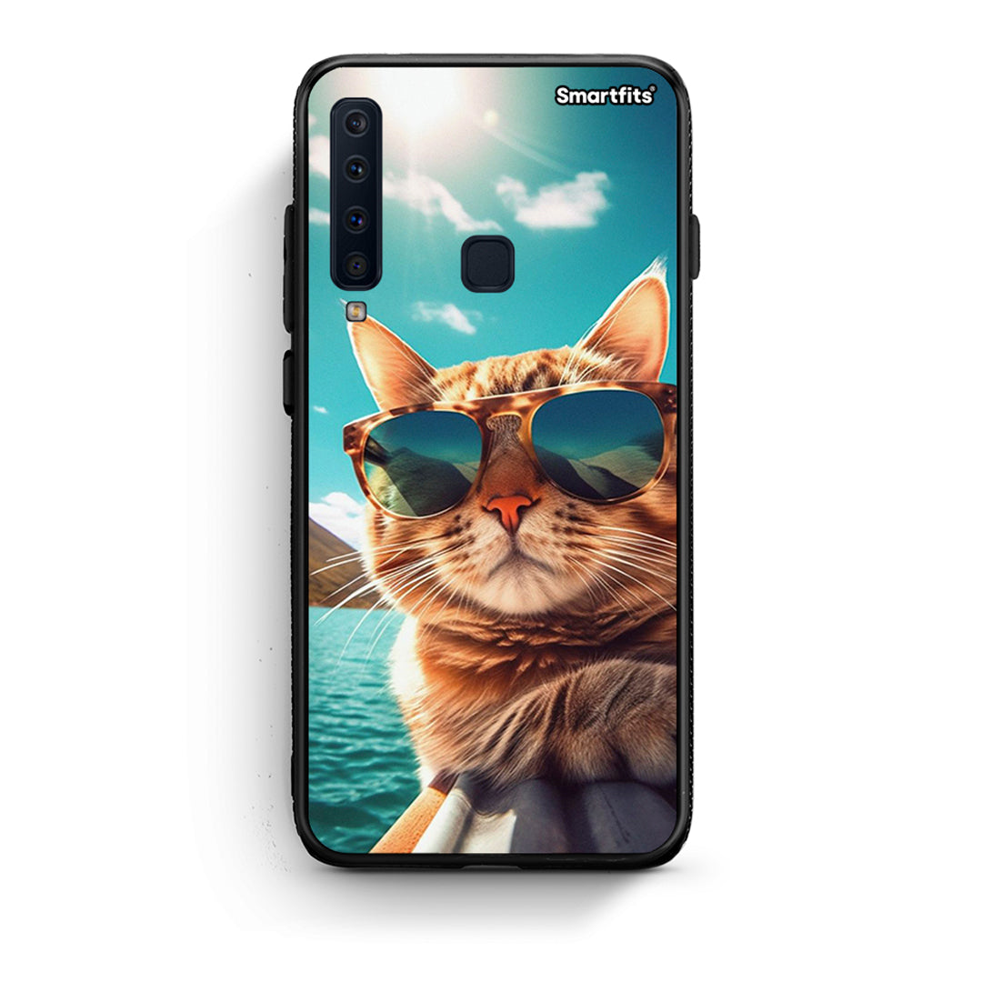 samsung a9 Summer Cat θήκη από τη Smartfits με σχέδιο στο πίσω μέρος και μαύρο περίβλημα | Smartphone case with colorful back and black bezels by Smartfits