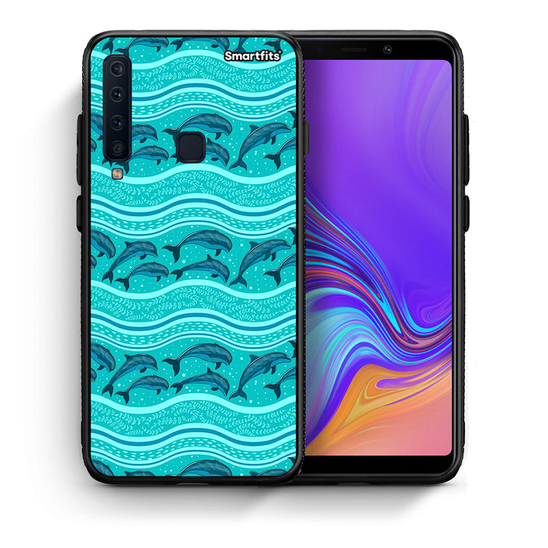 Θήκη Samsung A9 Swimming Dolphins από τη Smartfits με σχέδιο στο πίσω μέρος και μαύρο περίβλημα | Samsung A9 Swimming Dolphins case with colorful back and black bezels