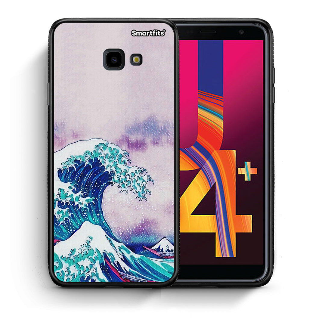 Θήκη Samsung J4 Plus Blue Waves από τη Smartfits με σχέδιο στο πίσω μέρος και μαύρο περίβλημα | Samsung J4 Plus Blue Waves case with colorful back and black bezels