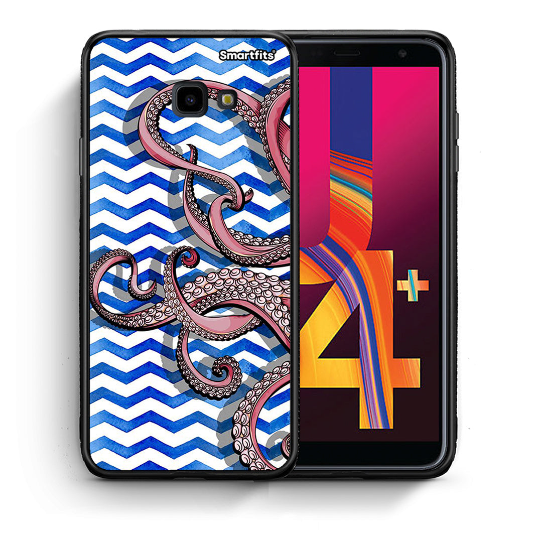 Θήκη Samsung J4 Plus Chevron Devilfish από τη Smartfits με σχέδιο στο πίσω μέρος και μαύρο περίβλημα | Samsung J4 Plus Chevron Devilfish case with colorful back and black bezels
