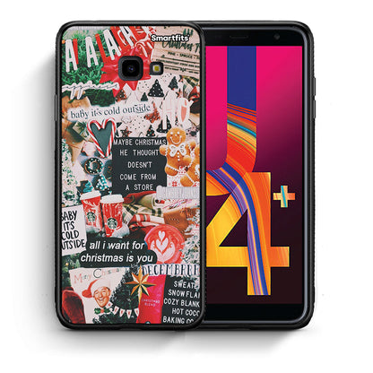 Θήκη Samsung J4 Plus Christmas Happiness από τη Smartfits με σχέδιο στο πίσω μέρος και μαύρο περίβλημα | Samsung J4 Plus Christmas Happiness case with colorful back and black bezels