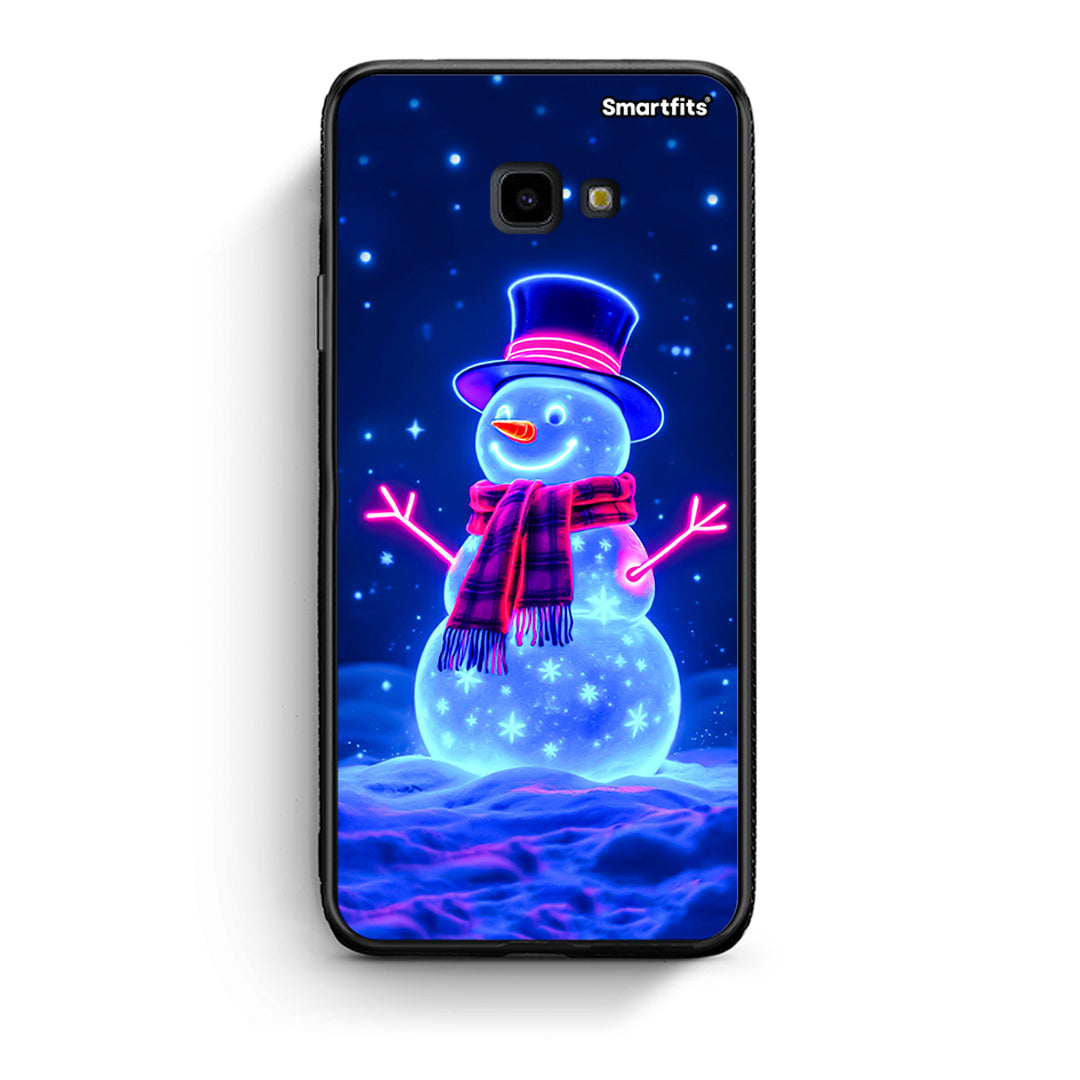Samsung J4 Plus Christmas Neon Snowman θήκη από τη Smartfits με σχέδιο στο πίσω μέρος και μαύρο περίβλημα | Smartphone case with colorful back and black bezels by Smartfits