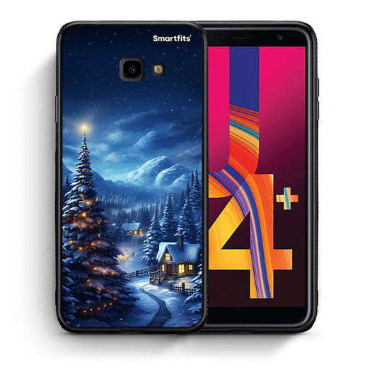 Θήκη Samsung J4 Plus Christmas Scenery από τη Smartfits με σχέδιο στο πίσω μέρος και μαύρο περίβλημα | Samsung J4 Plus Christmas Scenery case with colorful back and black bezels
