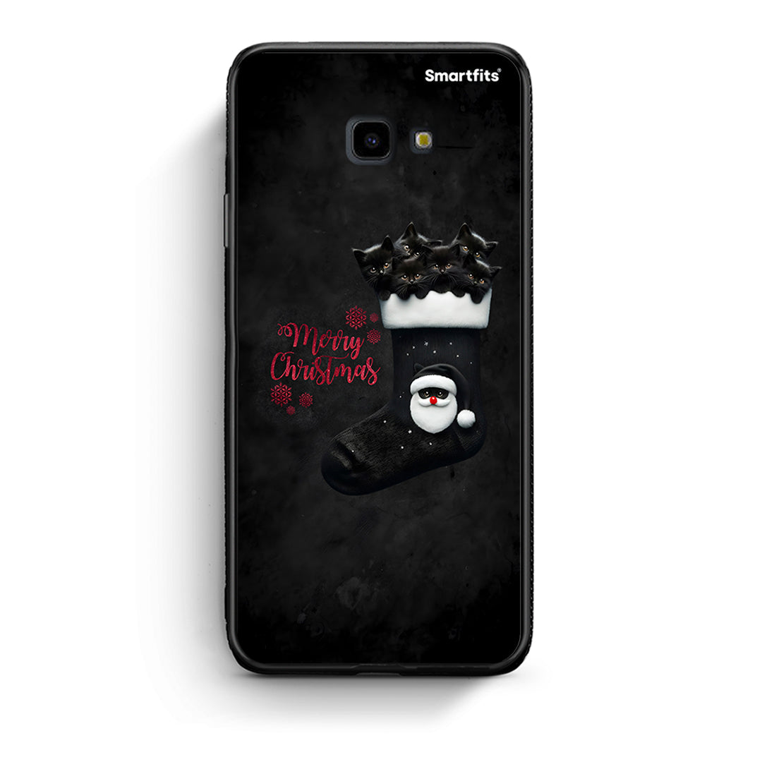 Samsung J4 Plus Merry Cat Christmas θήκη από τη Smartfits με σχέδιο στο πίσω μέρος και μαύρο περίβλημα | Smartphone case with colorful back and black bezels by Smartfits