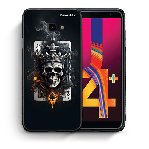 Θήκη Samsung J4 Plus Skull King Ace από τη Smartfits με σχέδιο στο πίσω μέρος και μαύρο περίβλημα | Samsung J4 Plus Skull King Ace case with colorful back and black bezels