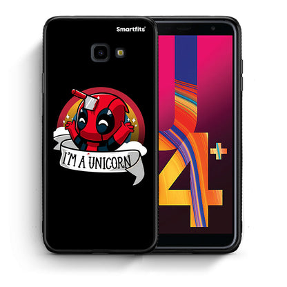 Θήκη Samsung J4 Plus Unicorn Deadpool από τη Smartfits με σχέδιο στο πίσω μέρος και μαύρο περίβλημα | Samsung J4 Plus Unicorn Deadpool case with colorful back and black bezels
