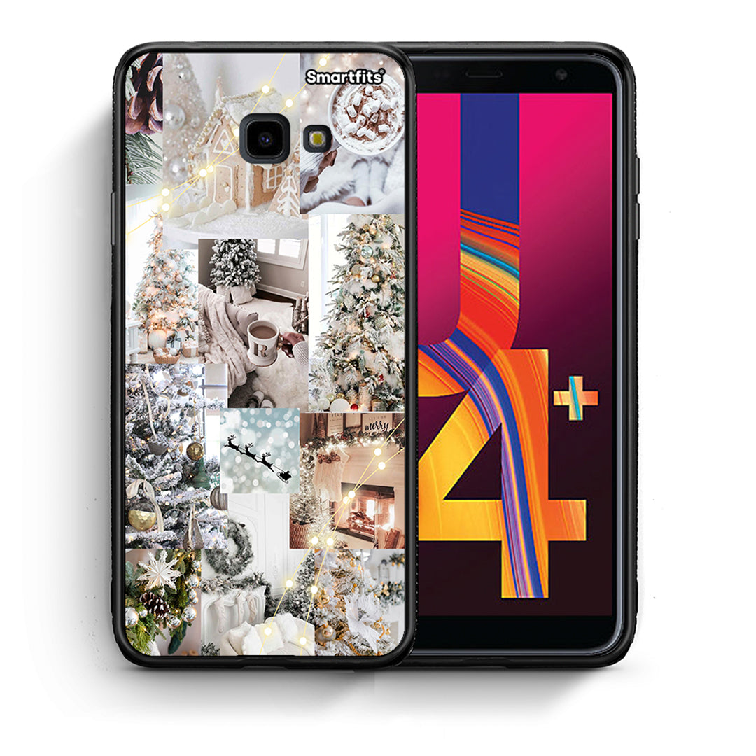 Θήκη Samsung J4 Plus White Christmas από τη Smartfits με σχέδιο στο πίσω μέρος και μαύρο περίβλημα | Samsung J4 Plus White Christmas case with colorful back and black bezels