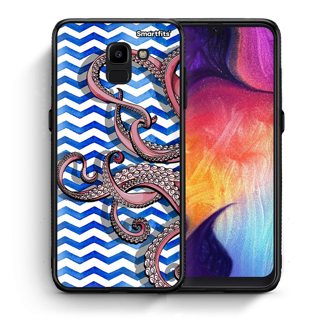 Θήκη Samsung J6 Chevron Devilfish από τη Smartfits με σχέδιο στο πίσω μέρος και μαύρο περίβλημα | Samsung J6 Chevron Devilfish case with colorful back and black bezels