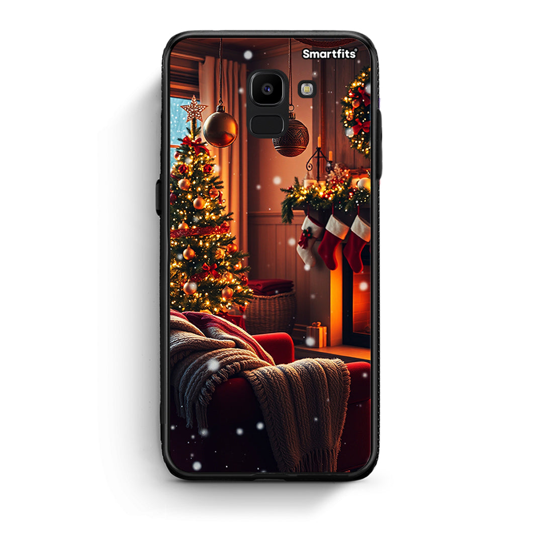 samsung J6 Home For Christmas θήκη από τη Smartfits με σχέδιο στο πίσω μέρος και μαύρο περίβλημα | Smartphone case with colorful back and black bezels by Smartfits