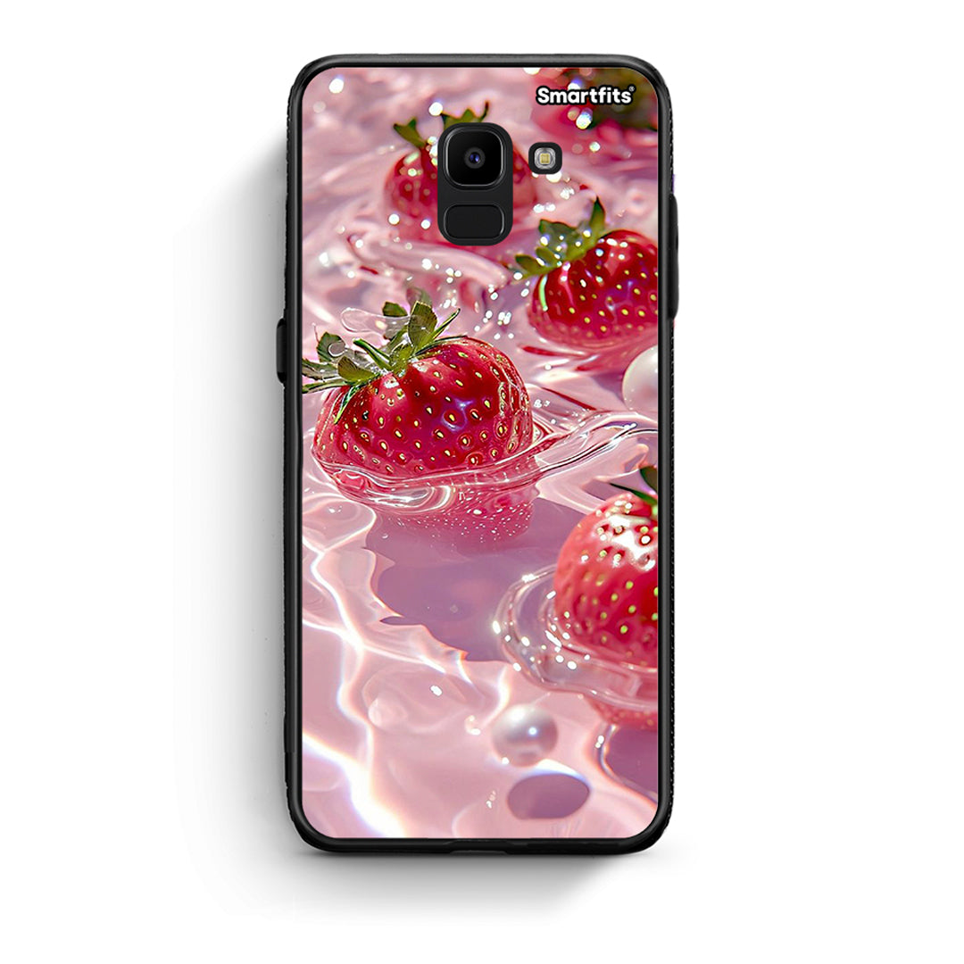 samsung J6 Juicy Strawberries θήκη από τη Smartfits με σχέδιο στο πίσω μέρος και μαύρο περίβλημα | Smartphone case with colorful back and black bezels by Smartfits