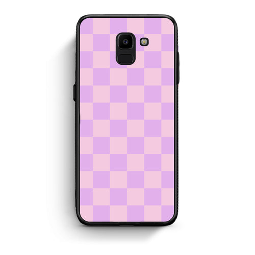 Θήκη Samsung Galaxy J6 Lavender and Pink Checkerboard από τη Smartfits με σχέδιο στο πίσω μέρος και μαύρο περίβλημα | Samsung Galaxy J6 Lavender and Pink Checkerboard case with colorful back and black bezels