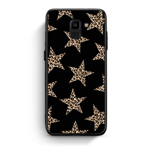 Θήκη Samsung Galaxy J6 Leopard Stars on Black από τη Smartfits με σχέδιο στο πίσω μέρος και μαύρο περίβλημα | Samsung Galaxy J6 Leopard Stars on Black case with colorful back and black bezels