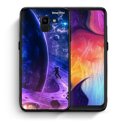 Θήκη Samsung J6 Lost Astronaut από τη Smartfits με σχέδιο στο πίσω μέρος και μαύρο περίβλημα | Samsung J6 Lost Astronaut case with colorful back and black bezels