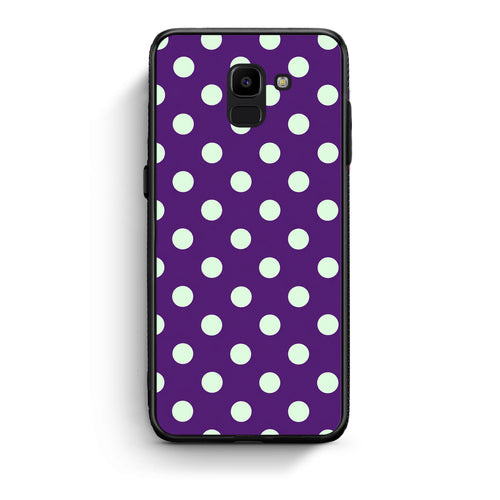 Θήκη Samsung Galaxy J6 Mint Polka Dots on Purple από τη Smartfits με σχέδιο στο πίσω μέρος και μαύρο περίβλημα | Samsung Galaxy J6 Mint Polka Dots on Purple case with colorful back and black bezels
