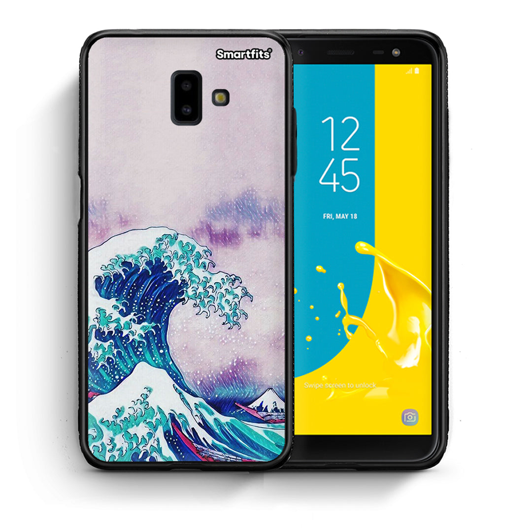 Θήκη Samsung J6+ Blue Waves από τη Smartfits με σχέδιο στο πίσω μέρος και μαύρο περίβλημα | Samsung J6+ Blue Waves case with colorful back and black bezels