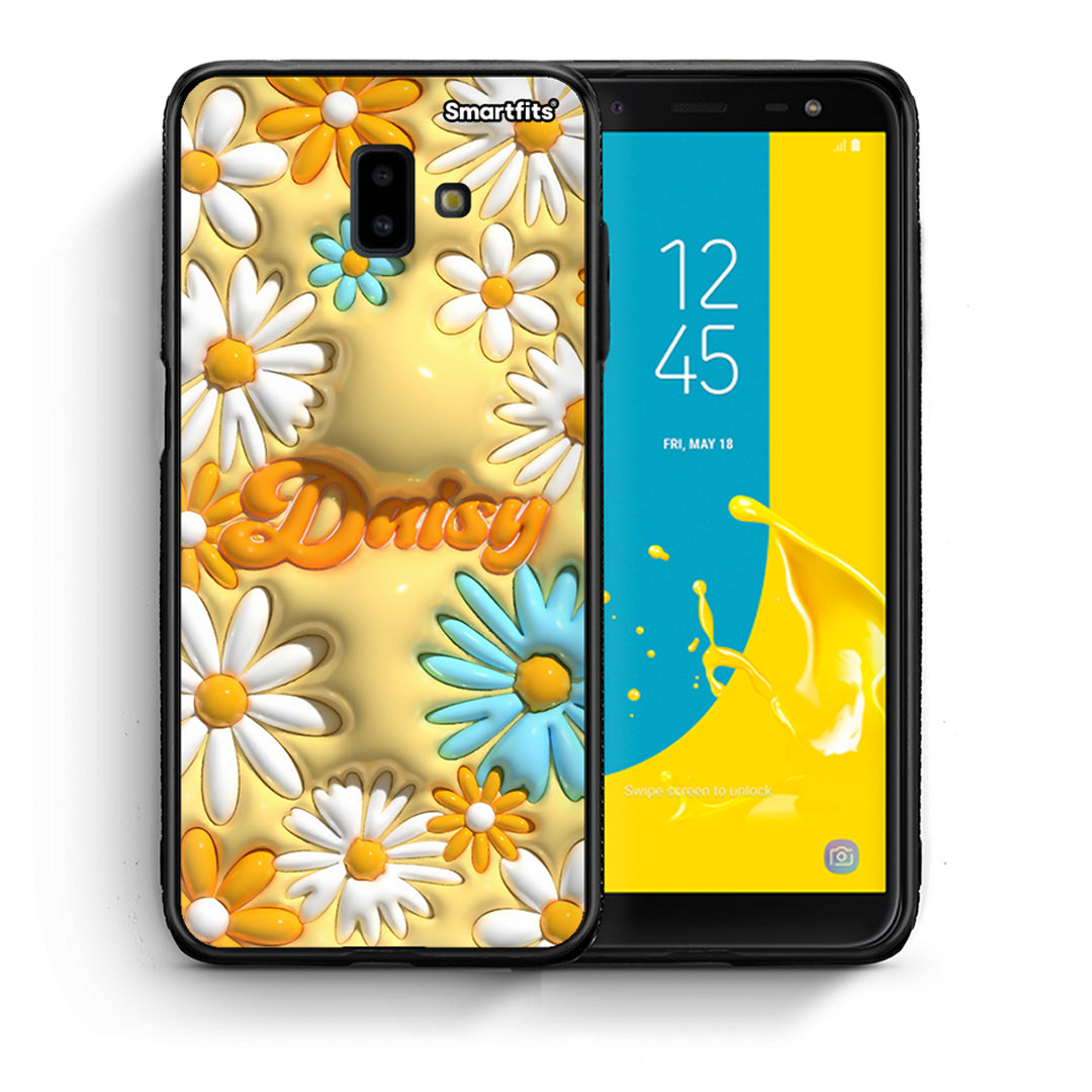 Θήκη Samsung J6+ Bubble Daisies από τη Smartfits με σχέδιο στο πίσω μέρος και μαύρο περίβλημα | Samsung J6+ Bubble Daisies case with colorful back and black bezels