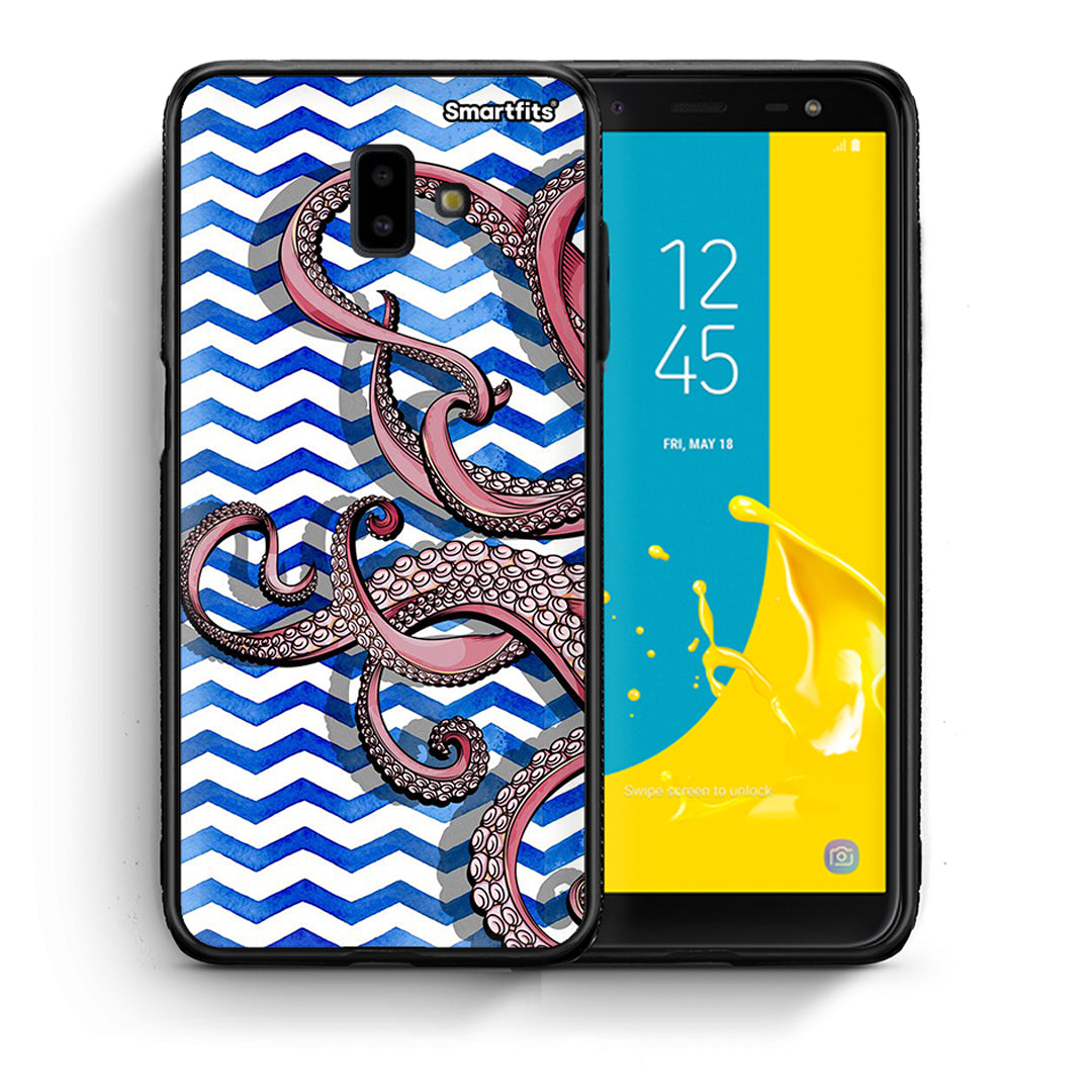 Θήκη Samsung J6+ Chevron Devilfish από τη Smartfits με σχέδιο στο πίσω μέρος και μαύρο περίβλημα | Samsung J6+ Chevron Devilfish case with colorful back and black bezels