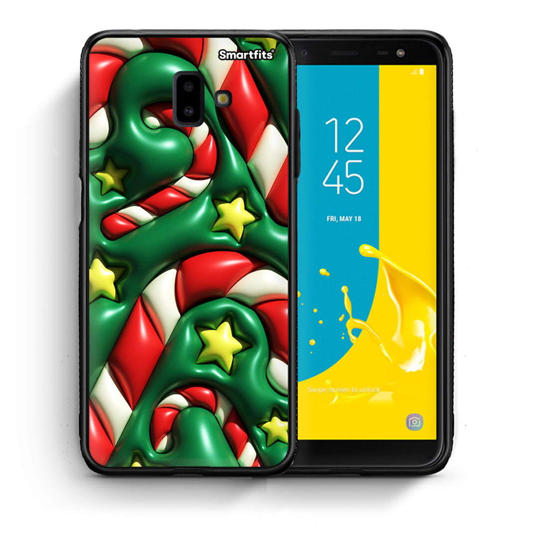 Θήκη Samsung J6+ Christmas Bubbles από τη Smartfits με σχέδιο στο πίσω μέρος και μαύρο περίβλημα | Samsung J6+ Christmas Bubbles case with colorful back and black bezels