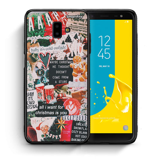 Θήκη Samsung J6+ Christmas Happiness από τη Smartfits με σχέδιο στο πίσω μέρος και μαύρο περίβλημα | Samsung J6+ Christmas Happiness case with colorful back and black bezels