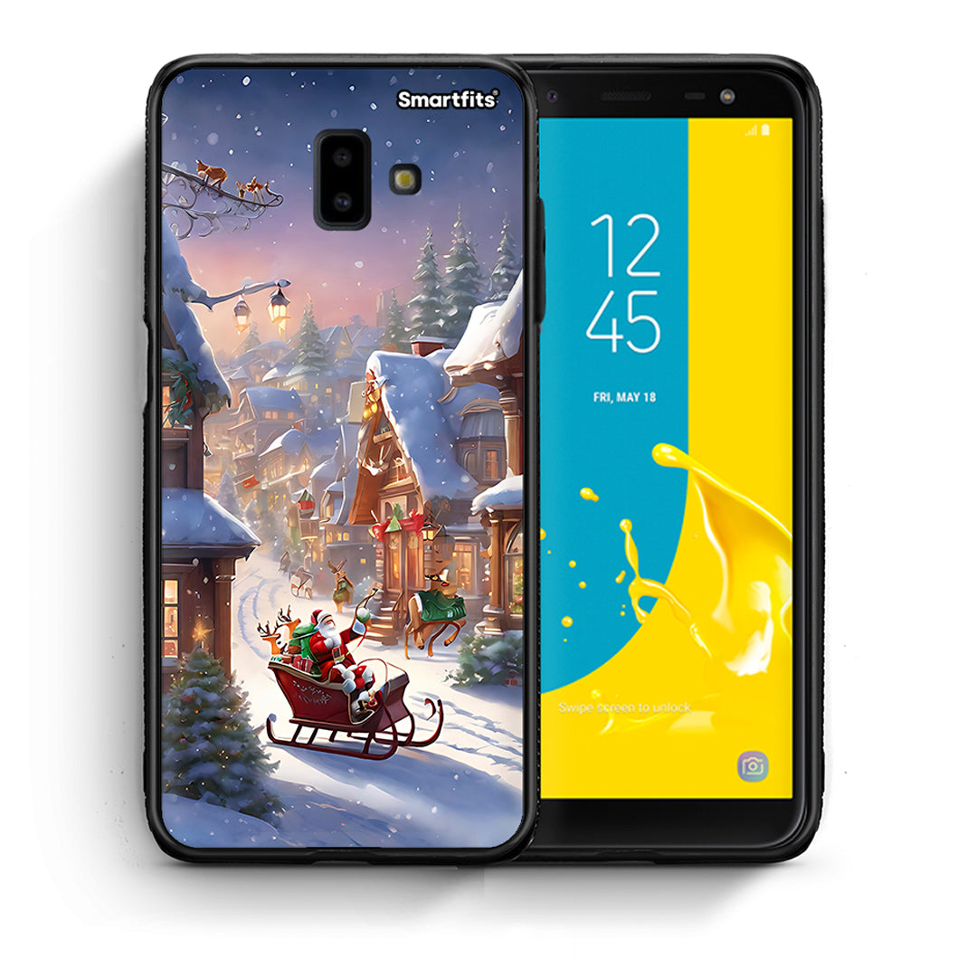 Θήκη Samsung J6+ Christmas Snow από τη Smartfits με σχέδιο στο πίσω μέρος και μαύρο περίβλημα | Samsung J6+ Christmas Snow case with colorful back and black bezels