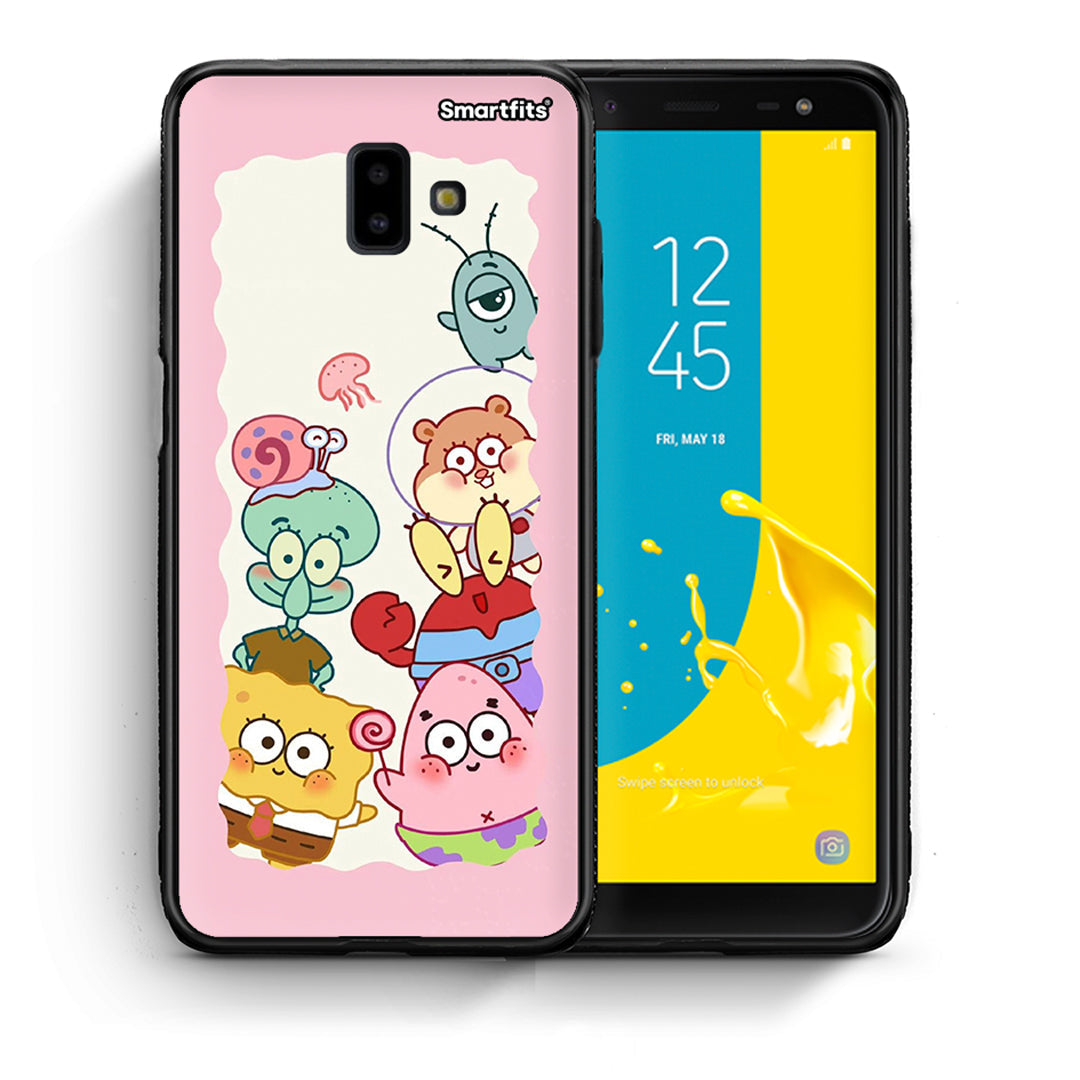 Θήκη Samsung J6+ Cute Companion από τη Smartfits με σχέδιο στο πίσω μέρος και μαύρο περίβλημα | Samsung J6+ Cute Companion case with colorful back and black bezels