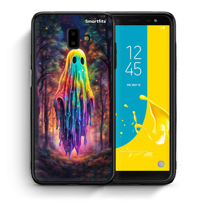 Θήκη Samsung J6+ Halloween Ghost από τη Smartfits με σχέδιο στο πίσω μέρος και μαύρο περίβλημα | Samsung J6+ Halloween Ghost case with colorful back and black bezels