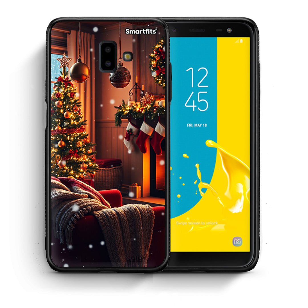 Θήκη Samsung J6+ Home For Christmas από τη Smartfits με σχέδιο στο πίσω μέρος και μαύρο περίβλημα | Samsung J6+ Home For Christmas case with colorful back and black bezels