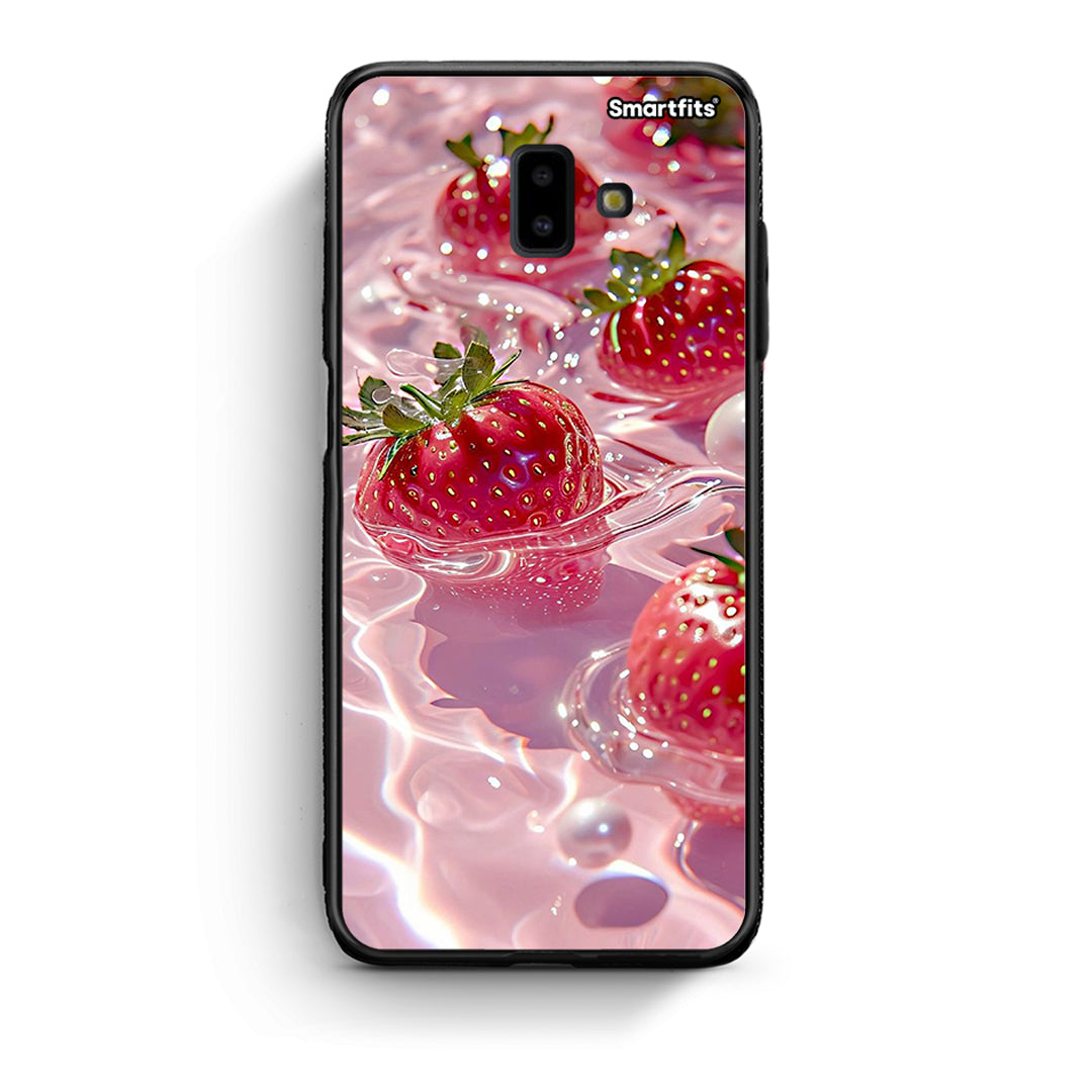 samsung J6+ Juicy Strawberries θήκη από τη Smartfits με σχέδιο στο πίσω μέρος και μαύρο περίβλημα | Smartphone case with colorful back and black bezels by Smartfits