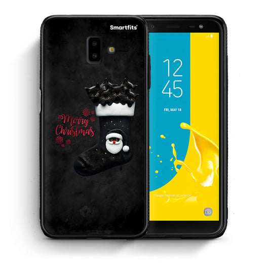 Θήκη Samsung J6+ Merry Cat Christmas από τη Smartfits με σχέδιο στο πίσω μέρος και μαύρο περίβλημα | Samsung J6+ Merry Cat Christmas case with colorful back and black bezels
