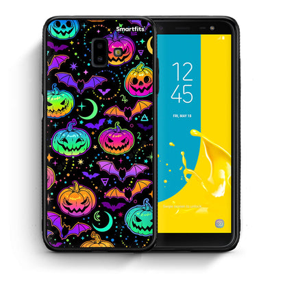 Θήκη Samsung J6+ Neon Halloween από τη Smartfits με σχέδιο στο πίσω μέρος και μαύρο περίβλημα | Samsung J6+ Neon Halloween case with colorful back and black bezels