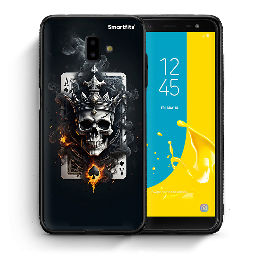 Θήκη Samsung J6+ Skull King Ace από τη Smartfits με σχέδιο στο πίσω μέρος και μαύρο περίβλημα | Samsung J6+ Skull King Ace case with colorful back and black bezels